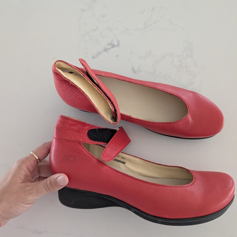 Loints Of Holland Women's Fire Red Leather Shoes Size 10 - Picture 2 of 7